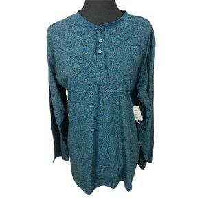 Montage Men's Long Sleeve Shirt Thermal‎ Henley Teal Green Size Xl